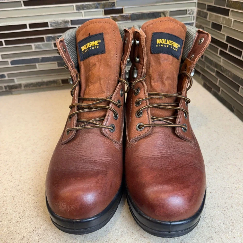 Wolverine DuraShocks Mens 11.5 W Brown Leather Work Boots W03122 Oil Resistant